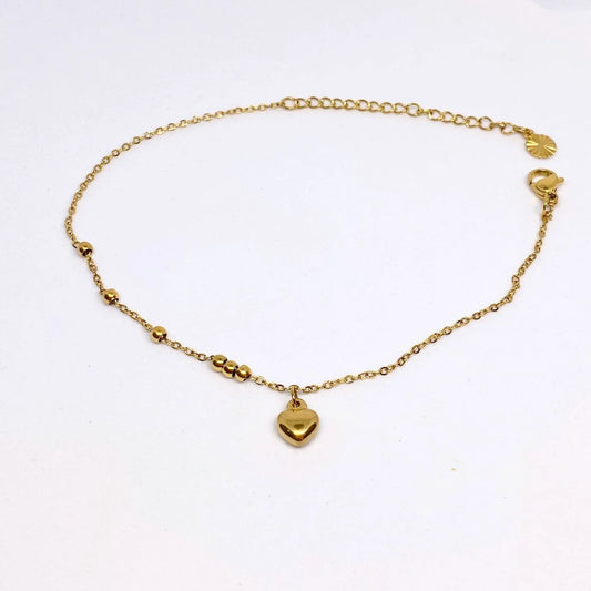 Stainless Steel Gold Anklet with Dainty Heart