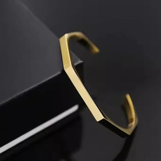Modern Hexagon Cuff Bangle