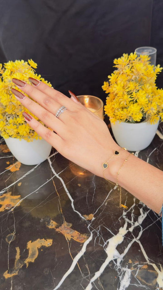 Black Heart Dual Chain Bracelet