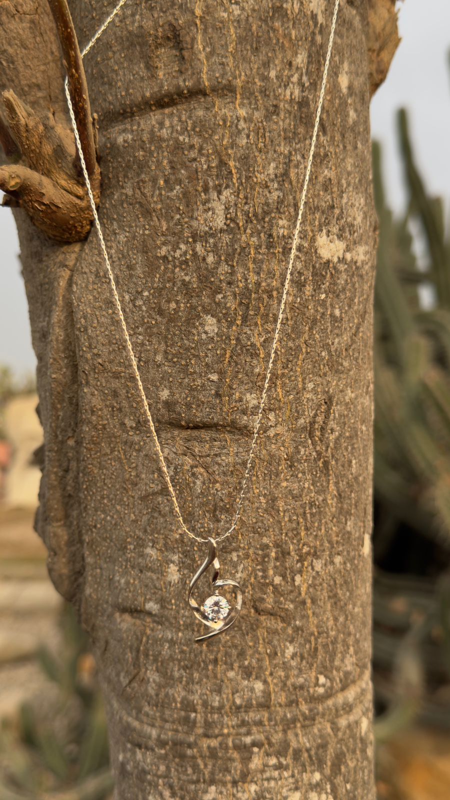 Crystal Heart Sterling Silver Pendant