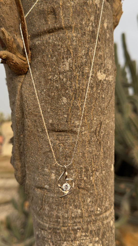 Crystal Heart Sterling Silver Pendant