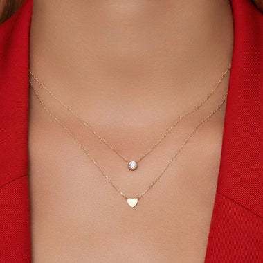 Gold Heart & Diamond Layered Set