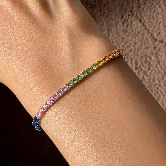 Rainbow Sapphire Tennis Bracelet