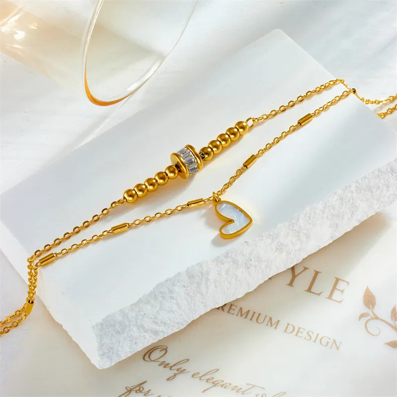 Golden Heart Charm Anklet