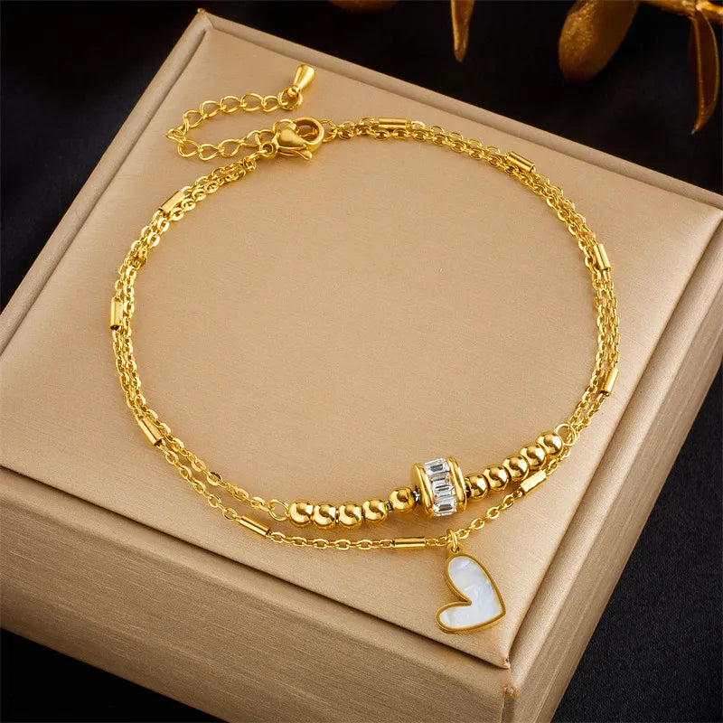 Golden Heart Charm Anklet