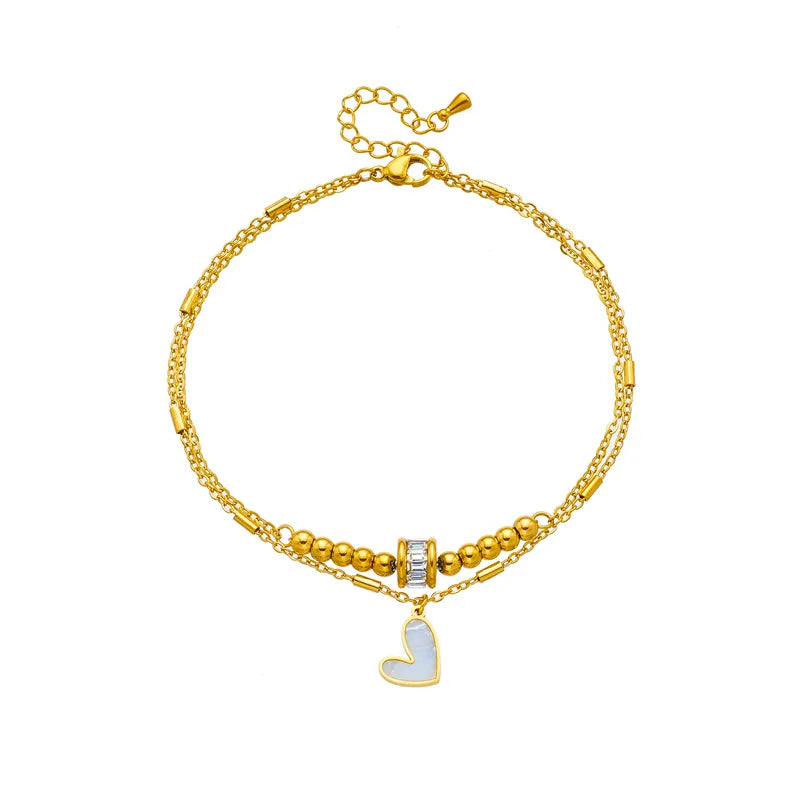 Golden Heart Charm Anklet