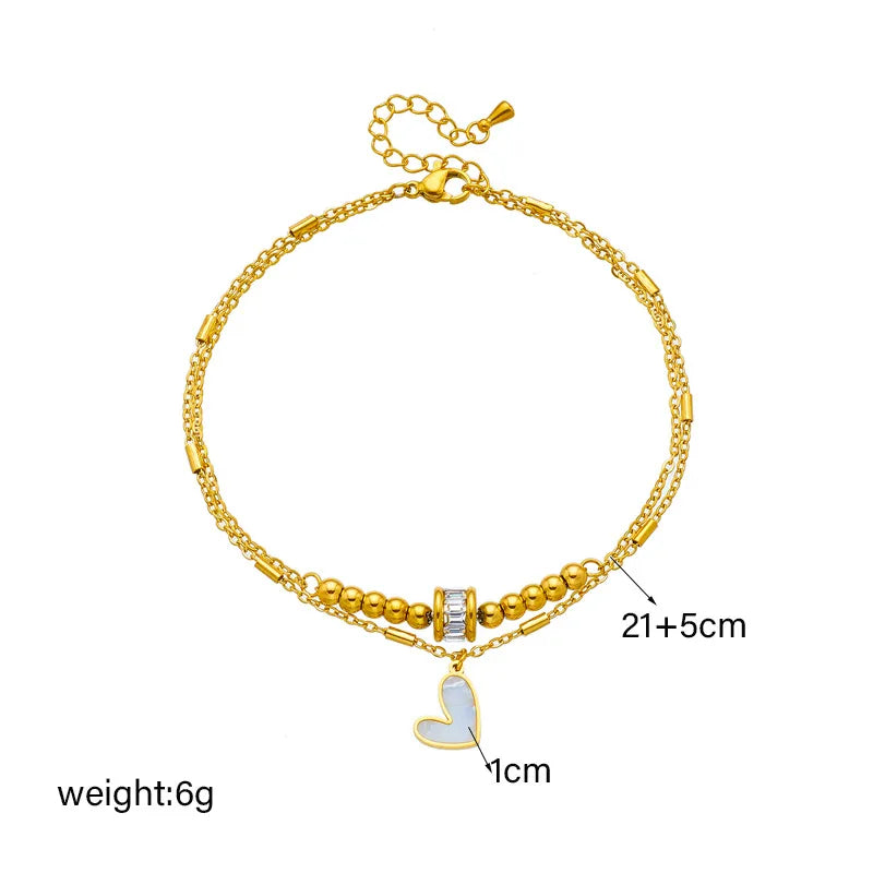 Golden Heart Charm Anklet