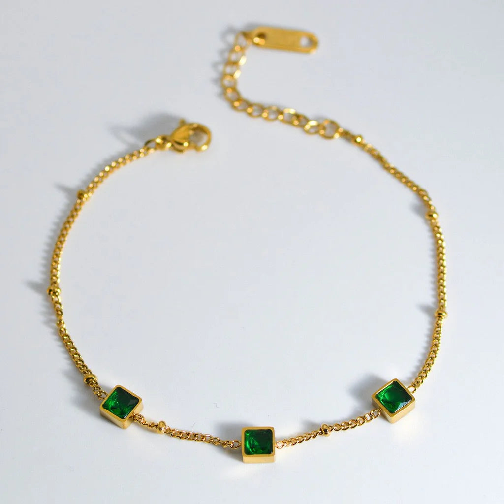 Stainless Steel Emerald Green square shape Bracelet
