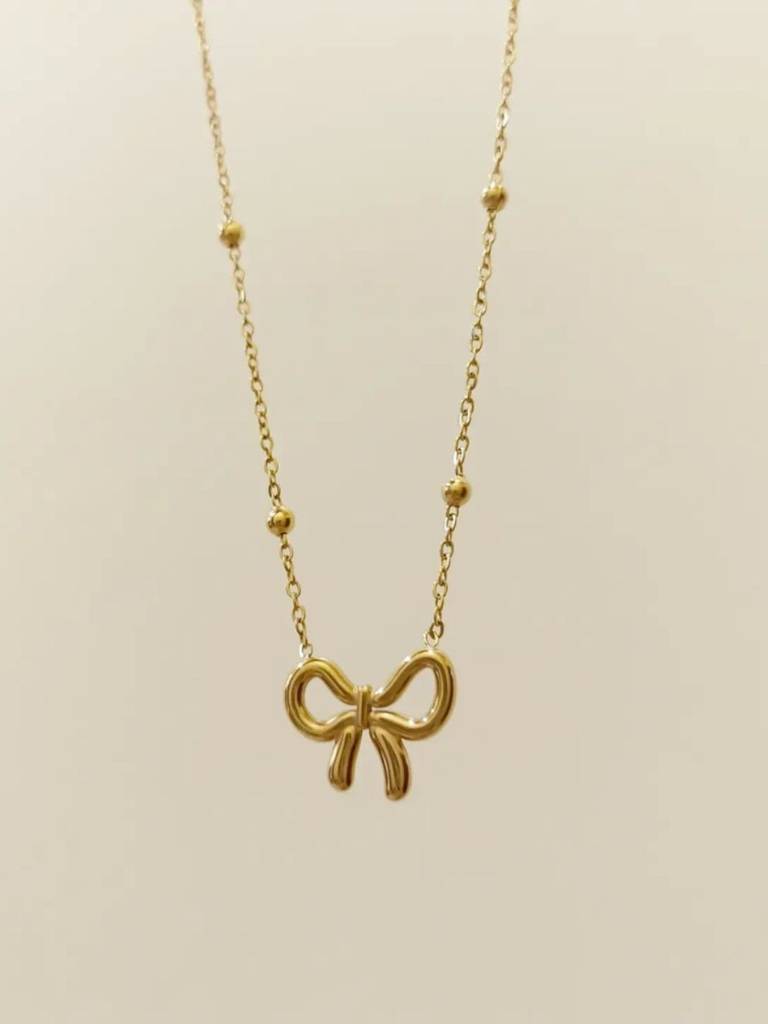 Delicate Gold Bow Knot Necklace