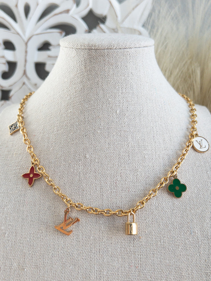 gold-tone fashion charm necklace