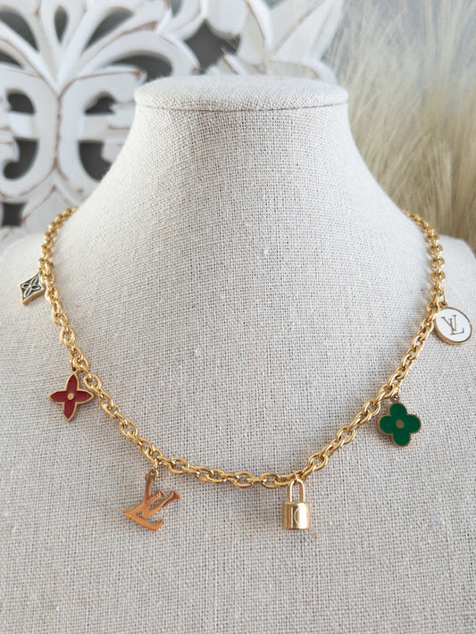 gold-tone fashion charm necklace