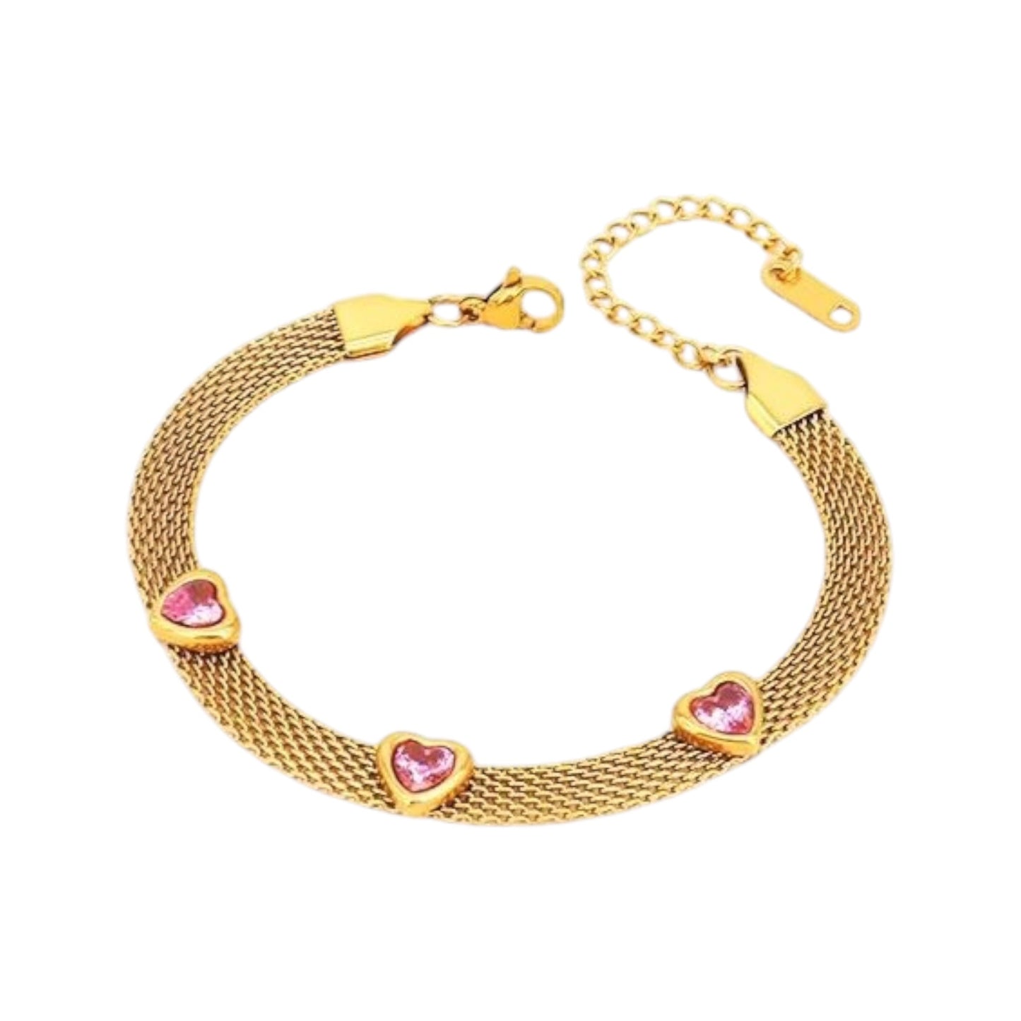 Love Note Mesh Bracelet -Pink Gem