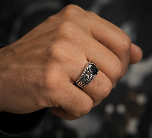 Obsidian Crest Signet Ring