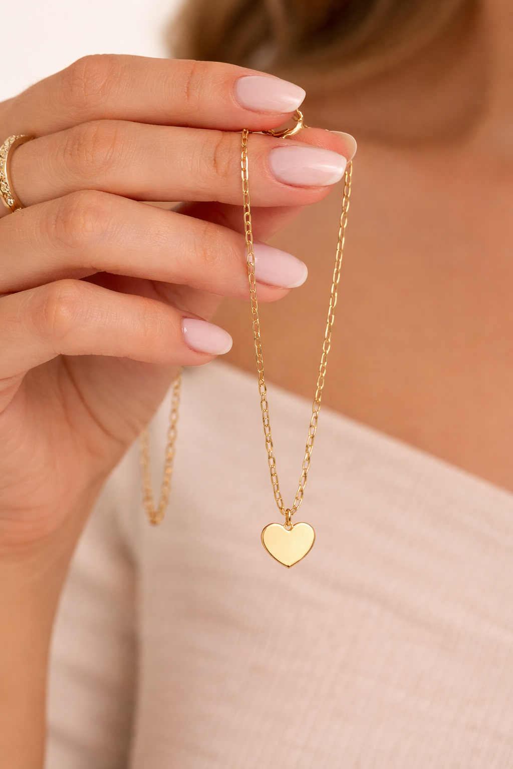 Gold Heart Pendant Necklace