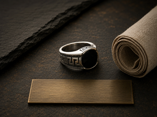 Obsidian Crest Signet Ring