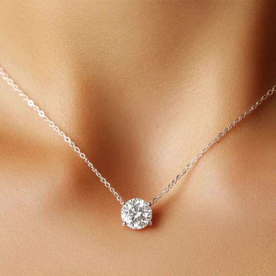 Silver Minimalist Solitaire Necklace