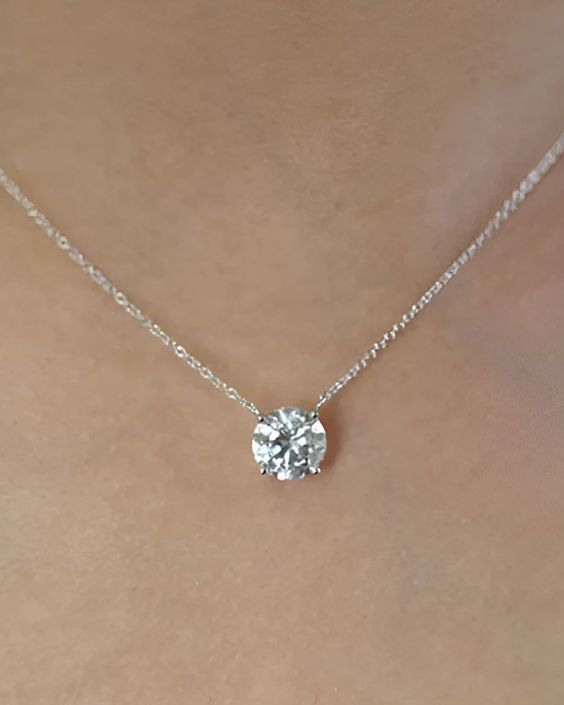 Silver Minimalist Solitaire Necklace