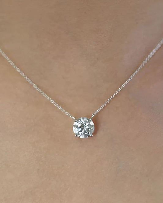 Silver Minimalist Solitaire Necklace