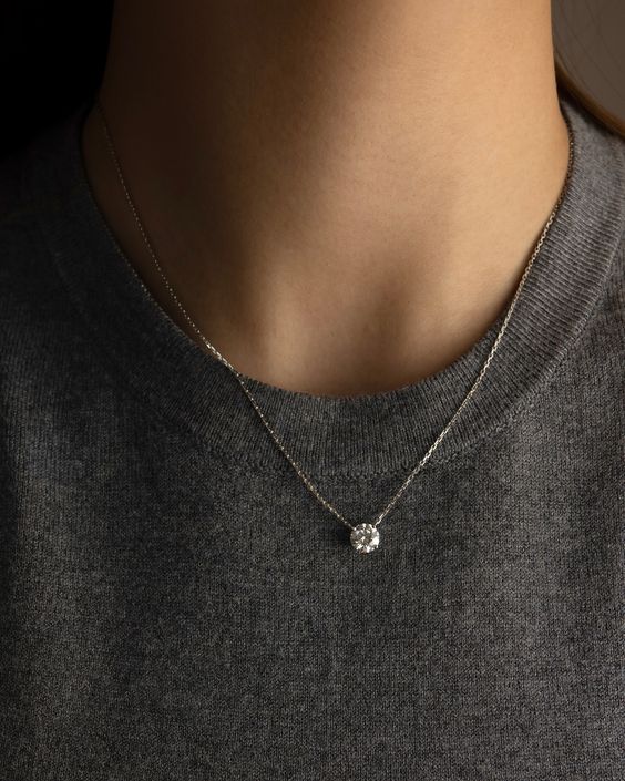 Silver Minimalist Solitaire Necklace
