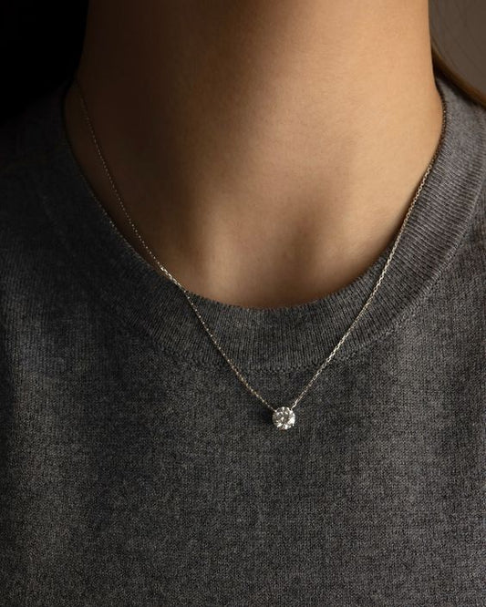 Silver Minimalist Solitaire Necklace