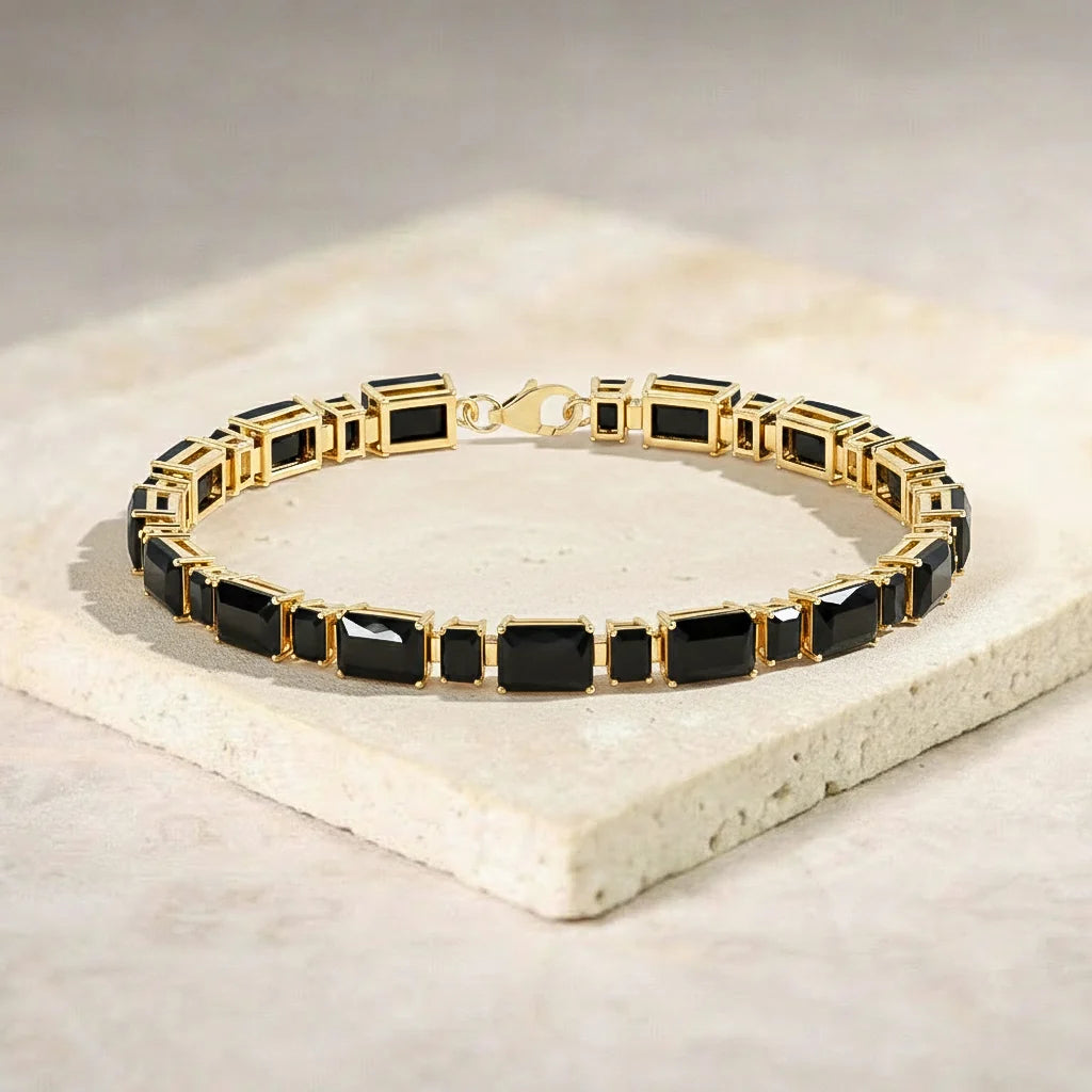 Black Onyx Octagon Tennis Bracelet