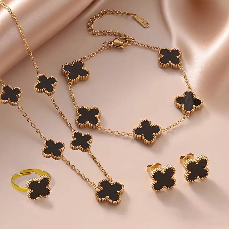 four-leaf clover jewelry set