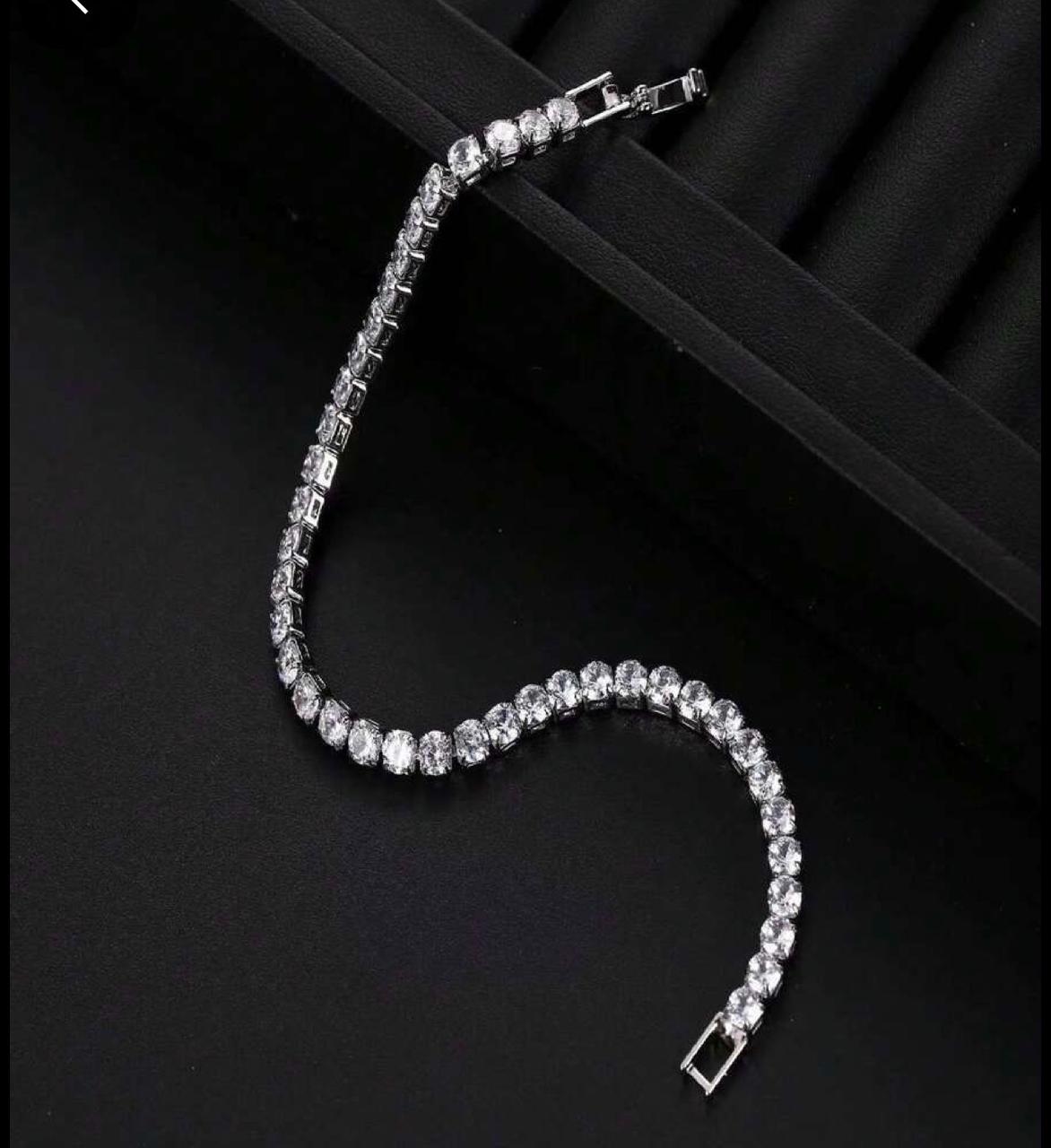 Classic Silver Tennis Bracelet Stainless Steel