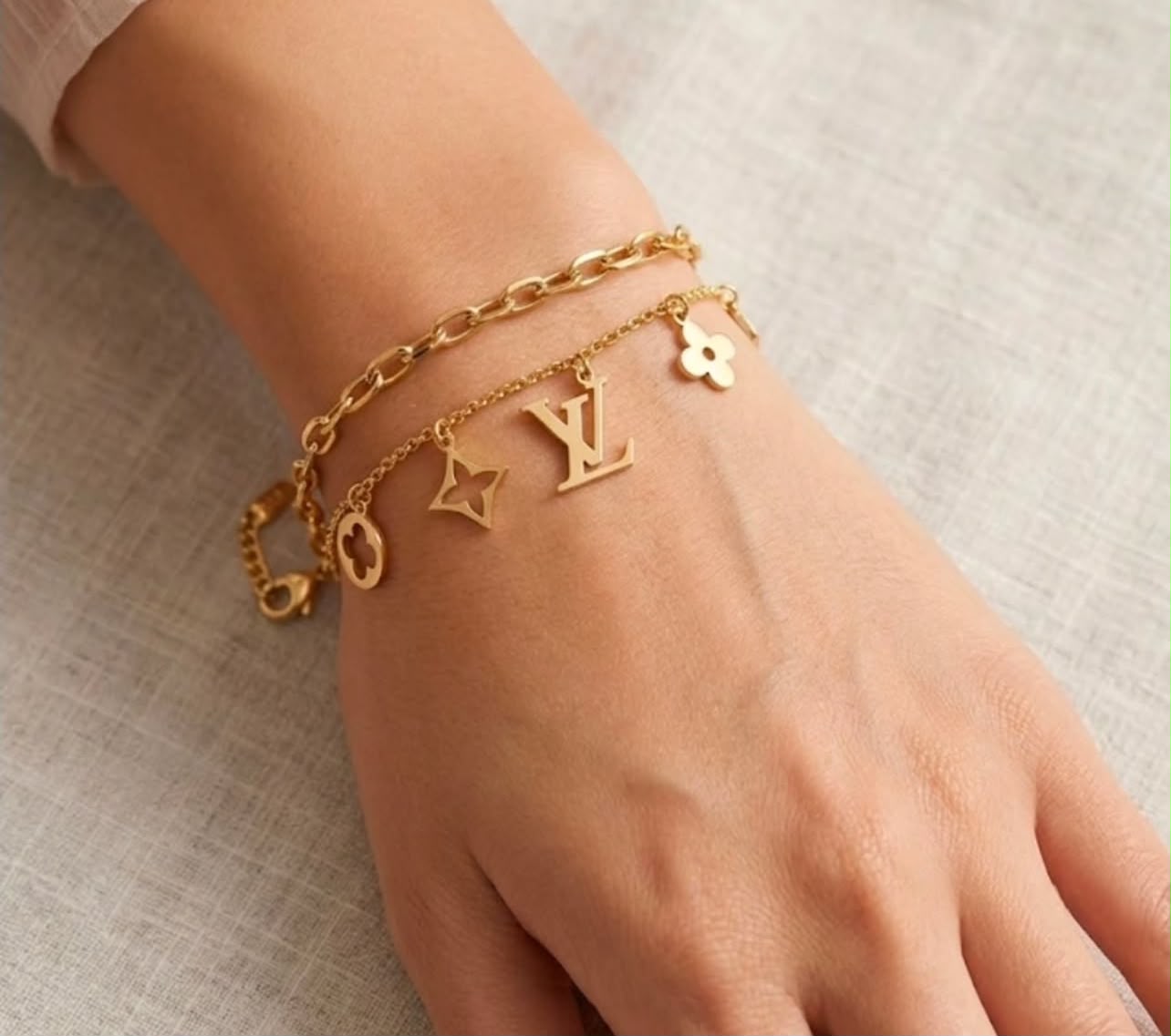 Dual Chain Monogram Bracelet