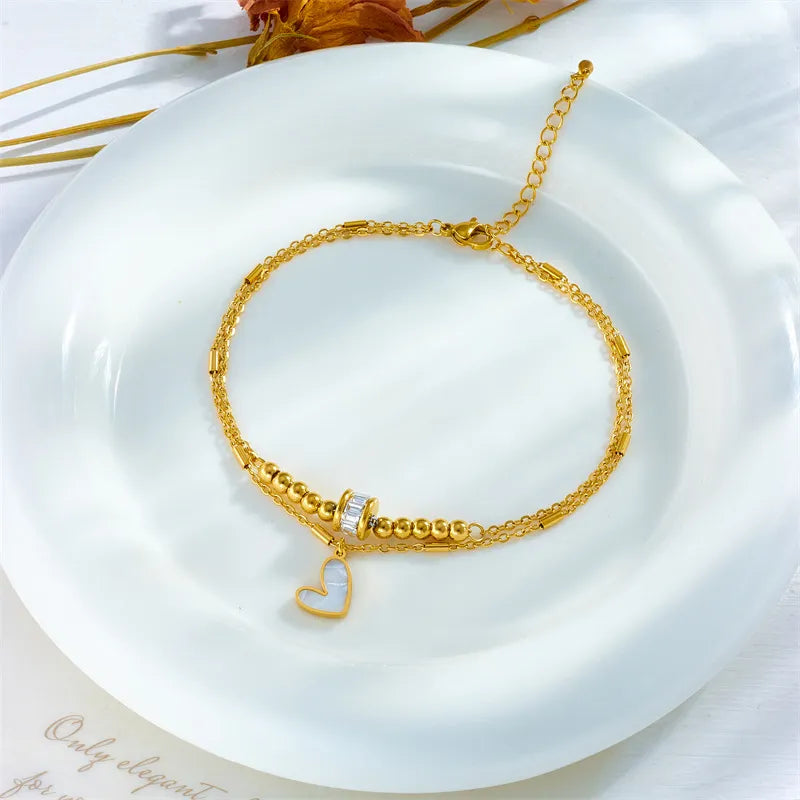 Golden Heart Charm Anklet