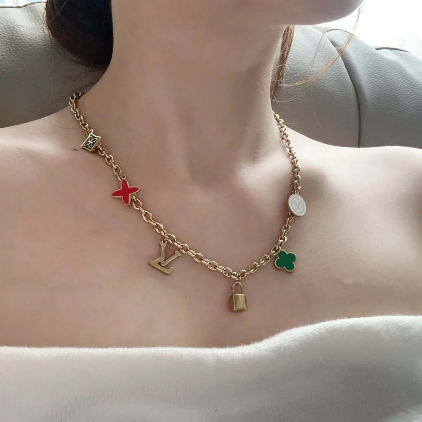 gold-tone fashion charm necklace