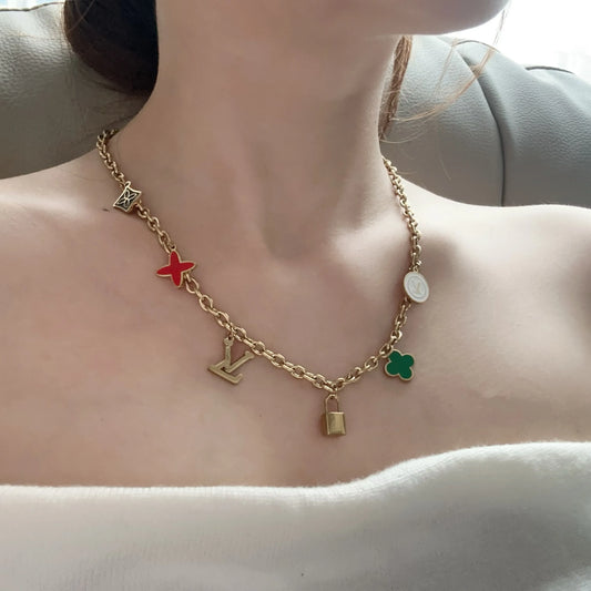 gold-tone fashion charm necklace