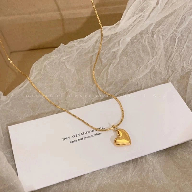 Minimal Gold Heart Necklace for Women