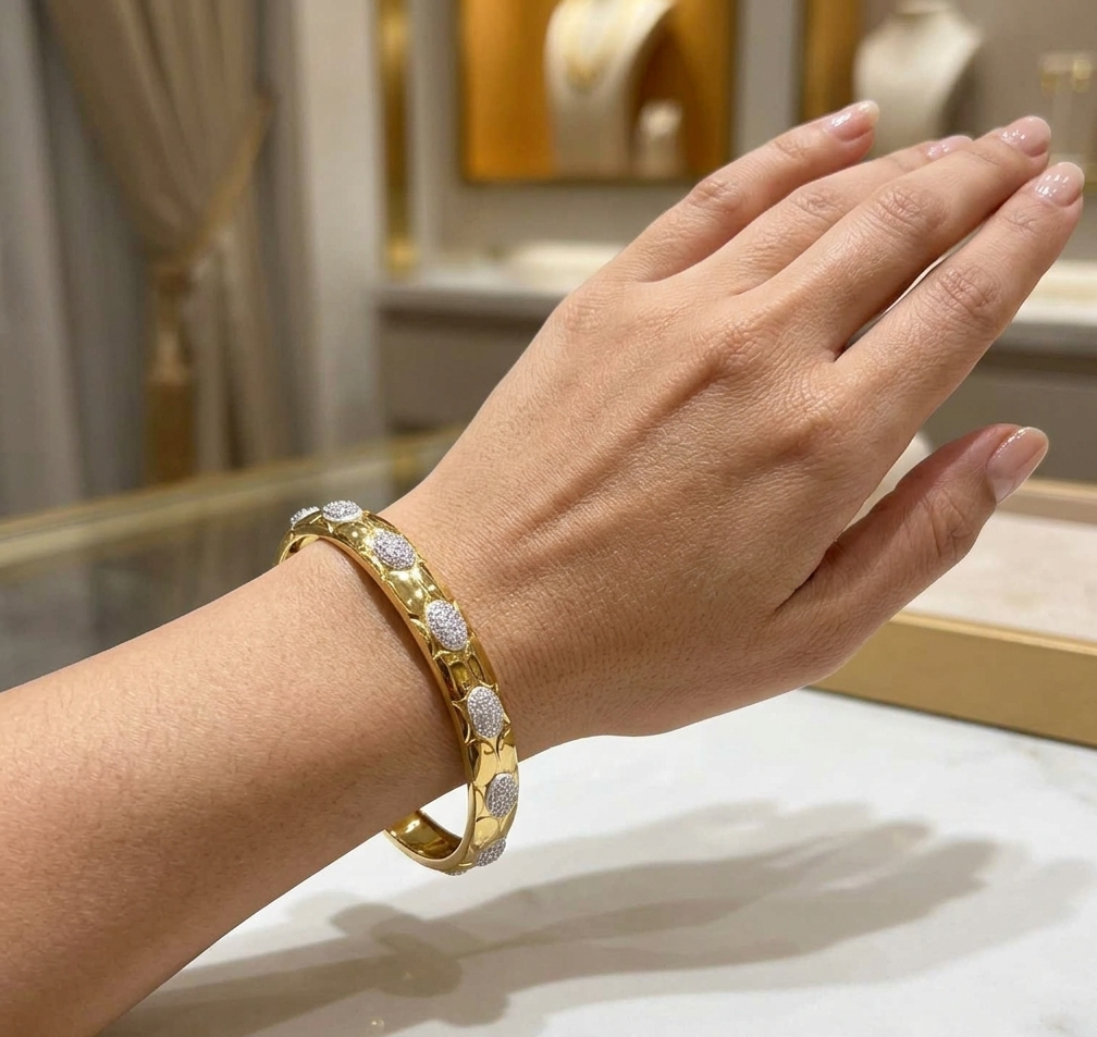 Luxury Honeycomb Crystal Bangle
