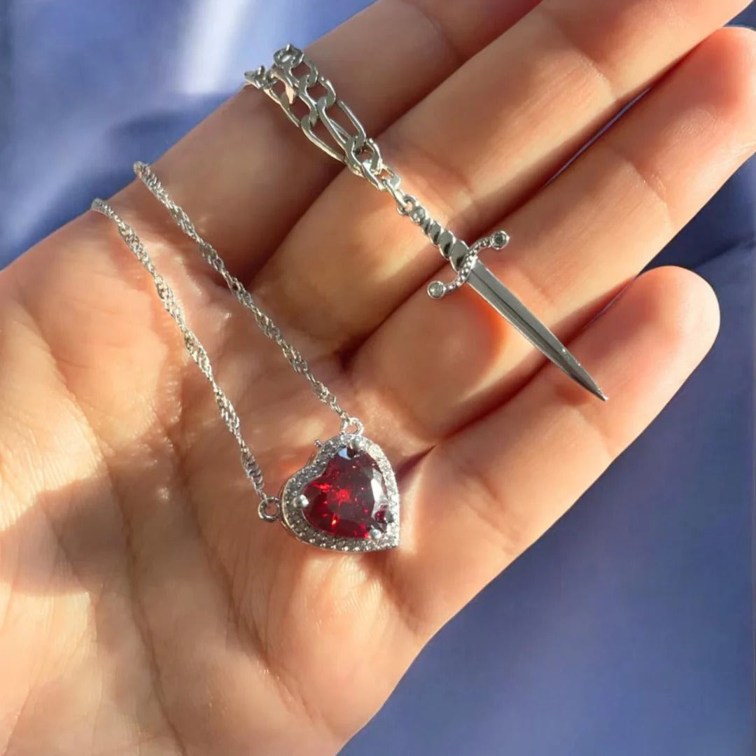 Heart & Sword Pendant Necklace