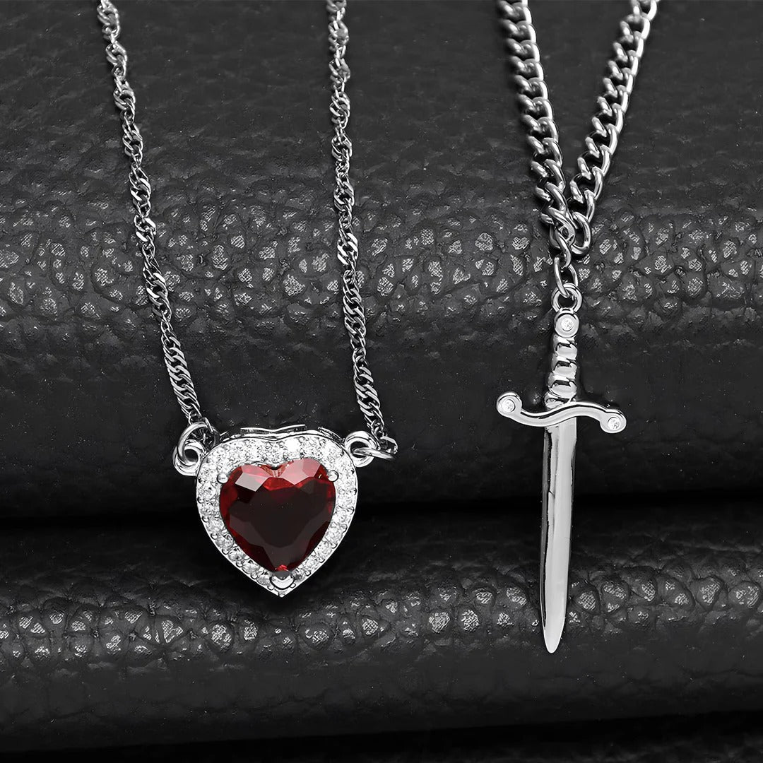 Heart & Sword Pendant Necklace