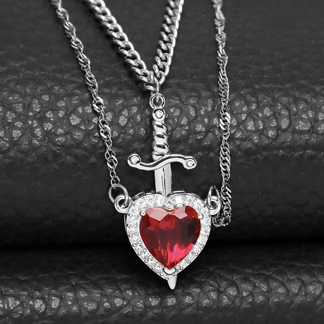 Heart & Sword Pendant Necklace