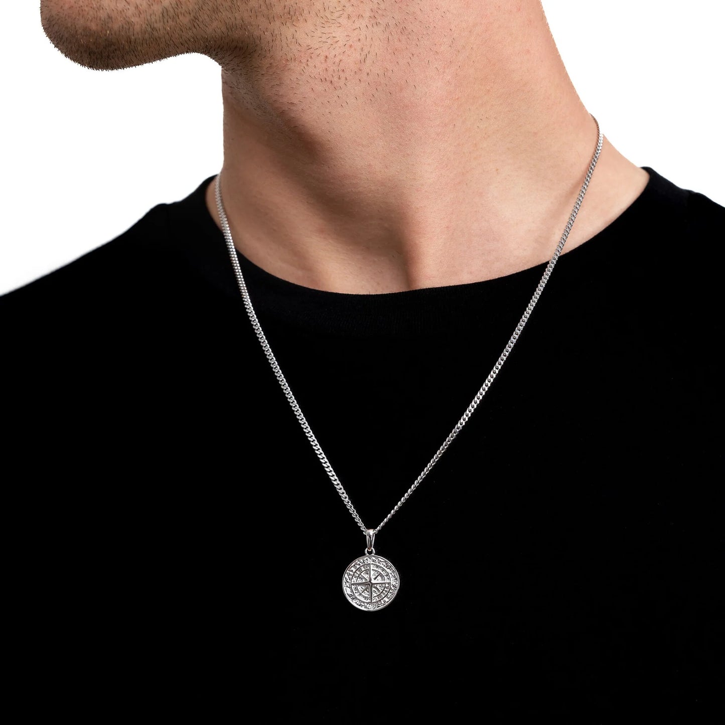 Men Compass Pendant Engraving