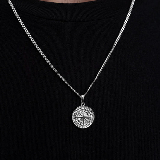 Men Compass Pendant Engraving