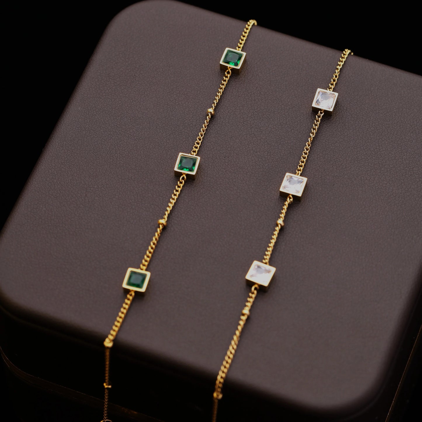 Stainless Steel Emerald Green square shape Bracelet