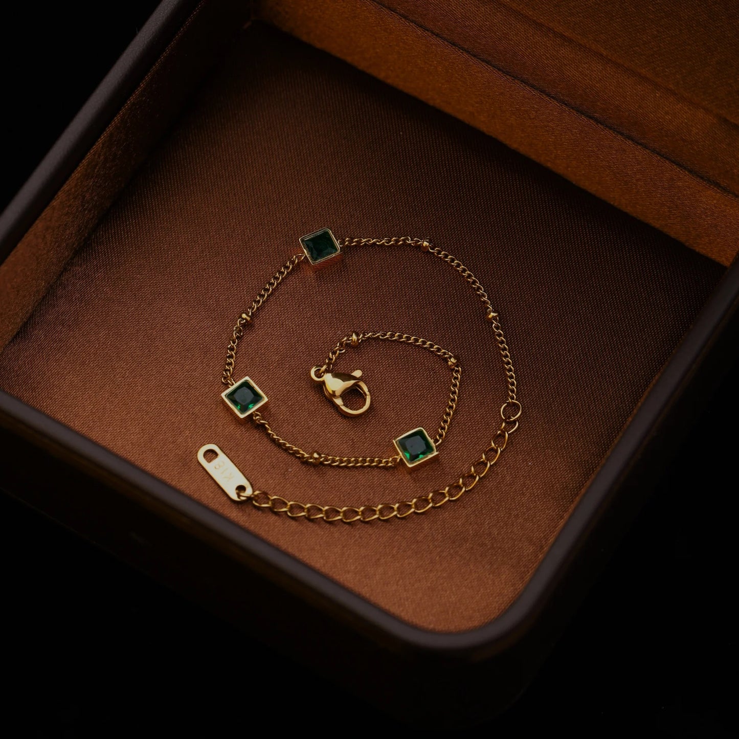 Stainless Steel Emerald Green square shape Bracelet