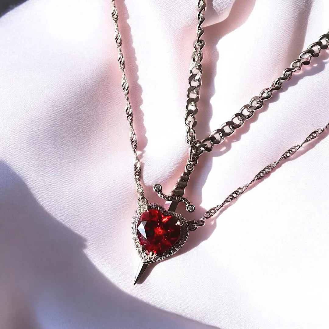 Heart & Sword Pendant Necklace