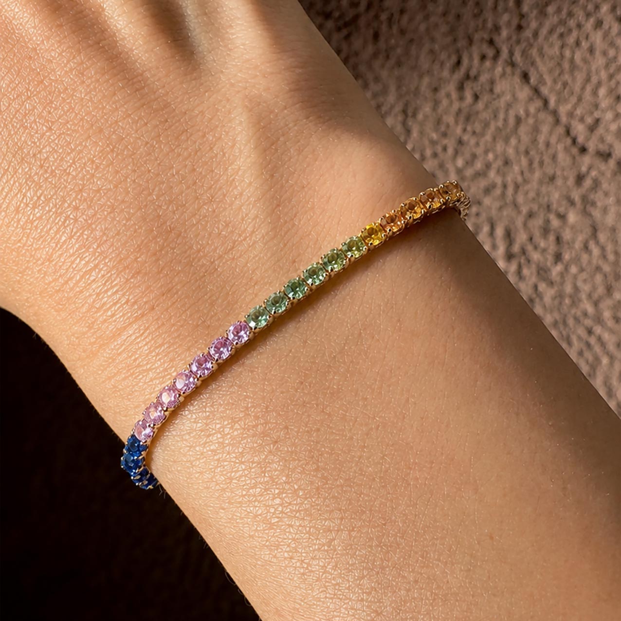 Rainbow Sapphire Tennis Bracelet