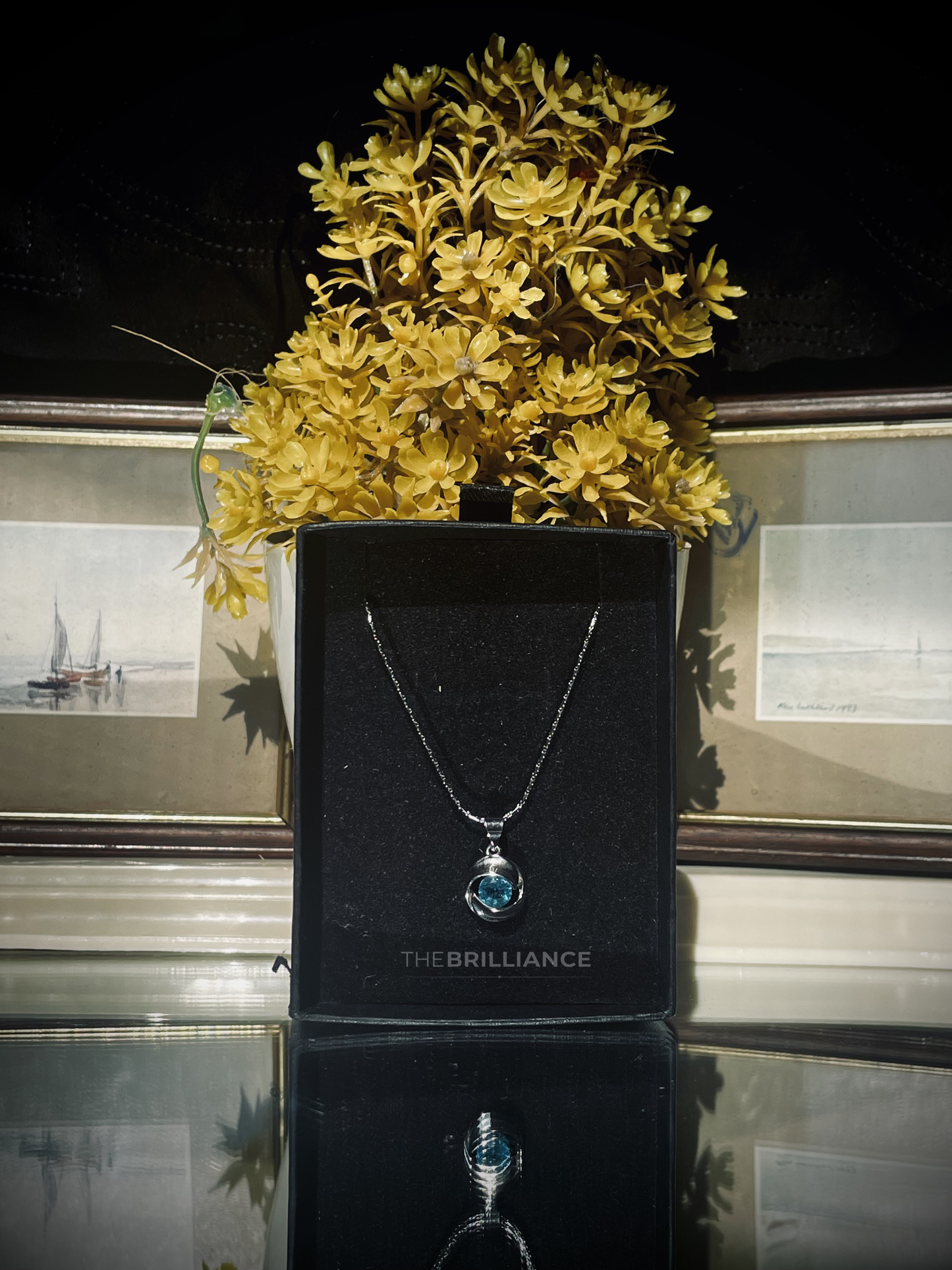 Blue Emerald Love Knot Pendant